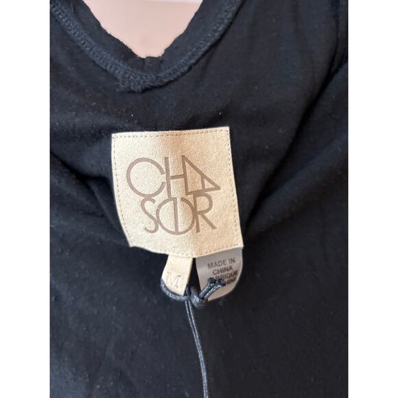 Revolve chaser womens medium black long sleeve v neck cross front blouse new - Picture 3 of 3